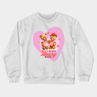 Bear Couple In Love - Vintage Style Art Gift For Valentines and Bear Lovers Crewneck Sweatshirt